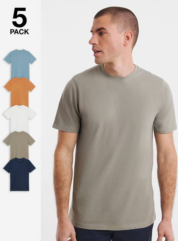 JACAMO 5 Pack Multi Crew Neck T Shirts Long M